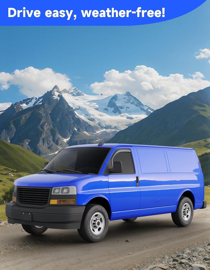 Breejoy in-Channel Rain Guards Fit for Chevy Express Van 1996-2026 & GMC Savana 1996-2026, Window Rain Guards Visors Vent Visors Window Deflector Vent Shades Car Accessories -2 pcs - Image 2